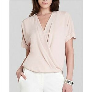 BCBGMaxAzria Natty Bare Pink Faux Tuck Blouse